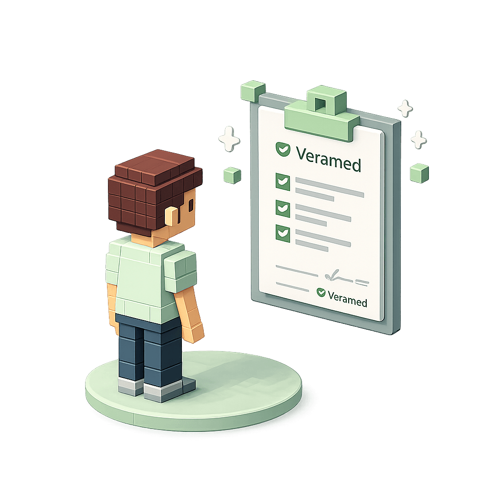 Paciente revisando una orden médica de Veramed